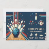 Vintage Style Let's Roll Bowling 8. Geburtstag Einladung (Rückseite)