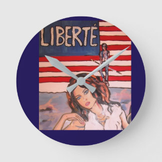 Vintage Style Liberté-Porträt mit amerikanischer F Runde Wanduhr