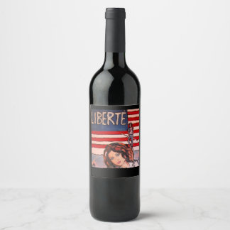 Vintage Style Liberté-Porträt mit amerikanischer F Weinetikett