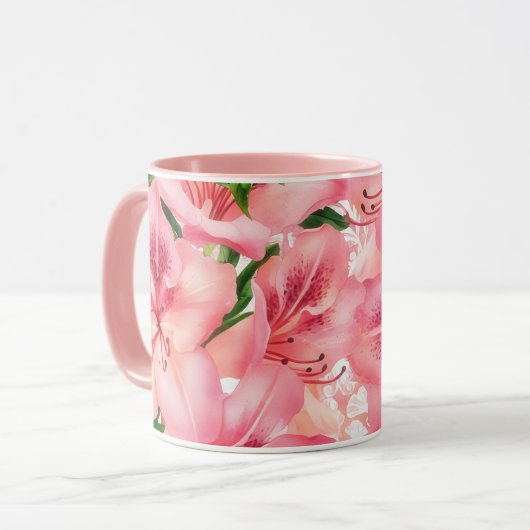 Vintage Style Liege Blume Rosa Tasse Cup (Vorderseite Links)