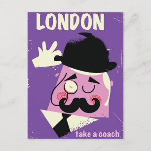 Vintage Style London Geschäftsmann Reiseplakat Postkarte