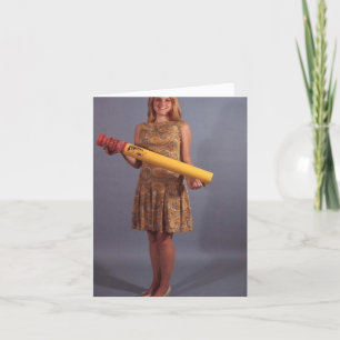 Vintage-Style "Mädchen mit riesigem Bleistift" Not Feiertagskarte