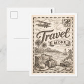 Vintage-Style "Mehr Reisen" Postkarte (Vorne/Hinten)