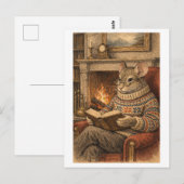 Vintage-Style Mouse Reading a Book Postkarte (Vorne/Hinten)