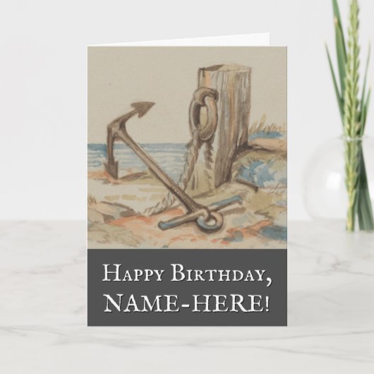 Vintage Style Nautical Themed Birthday Card Karte (Vorderseite)