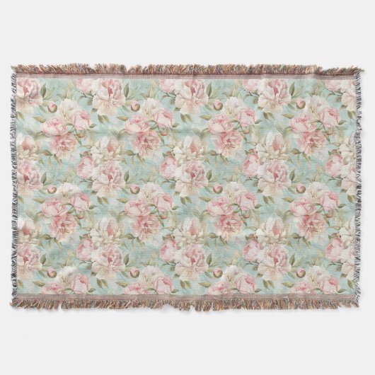 Vintage style neutral floral pattern decke (Vorderseite)