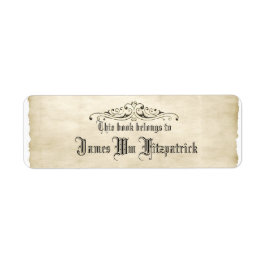 Vintage Style Old Parchment with Name Book Label