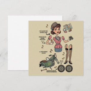 Vintage Style Papierpuppen-Kit Abenteuer Feiertagskarte