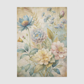 Vintage Style Pastel Botanical Flowers Background Seidenpapier