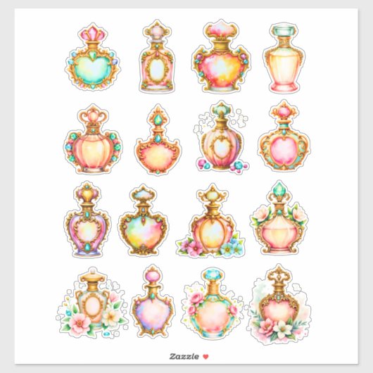 Vintage Style Perfume Bottles Sheet of Stickers Aufkleber (Blatt)