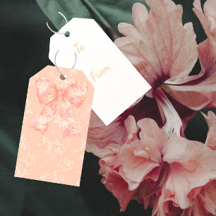 Vintage Style Pfirsich-Schleifen Personalisierte G Geschenkanhänger