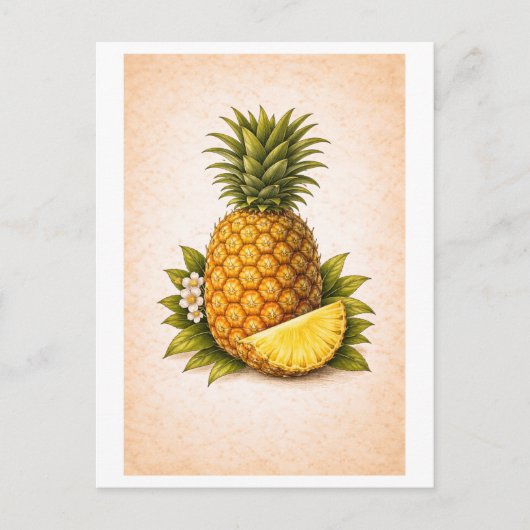 Vintage-Style Pineapple Botanical Illustration Postkarte (Vorderseite)