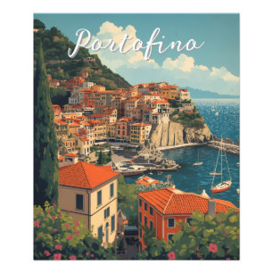 Vintage Style Portofino Genova Italien Fotodruck