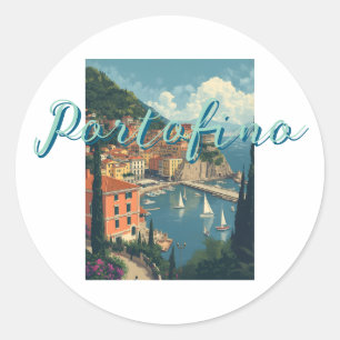 Vintage Style Portofino Genova Italien Runder Aufkleber