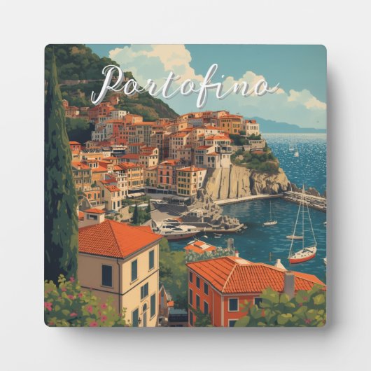 Vintage Style Portofino Genova Italy Fotoplatte (Vorderseite)