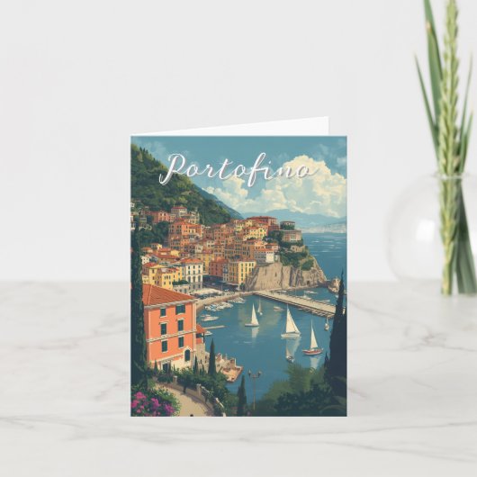 Vintage Style Portofino Genova Italy Karte (Vorderseite)