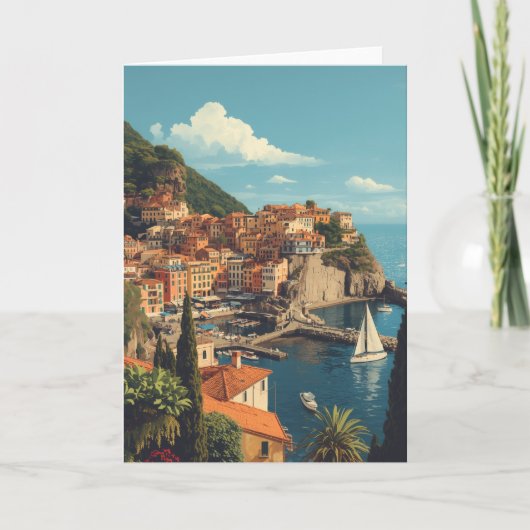 Vintage Style Portofino Genova Italy Karte (Vorderseite)