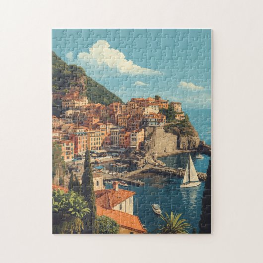 Vintage Style Portofino Genova Italy Puzzle (Vertikal)