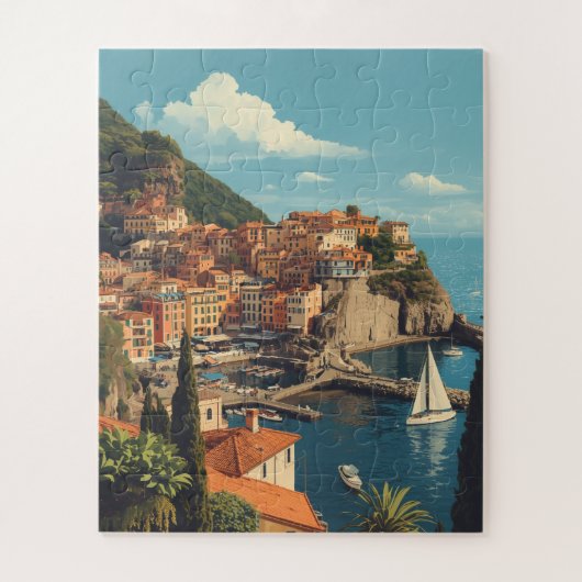 Vintage Style Portofino Genova Italy Puzzle (Vertikal)