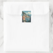 Vintage Style Portofino Genova Italy Quadratischer Aufkleber (Tasche)