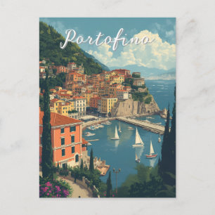 Vintage Style Portofino Genua Italien Feiertagspostkarte