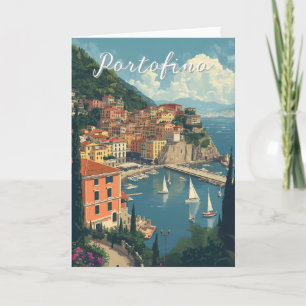 Vintage Style Portofino Genua Italien Karte