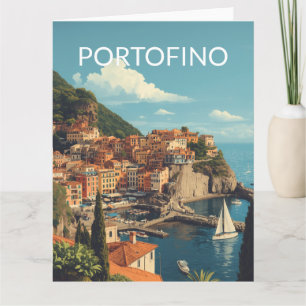Vintage Style Portofino Genua Italien Karte