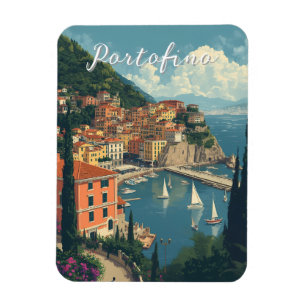 Vintage Style Portofino Genua Italien Magnet