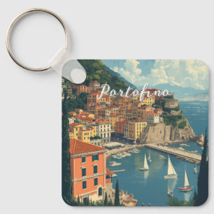 Vintage Style Portofino Genua Italien Schlüsselanhänger