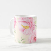 Vintage Style print with pink flowers & Roses Kaffeetasse (Vorderseite Links)