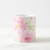 Vintage Style print with pink flowers & Roses Kaffeetasse (Mittel)