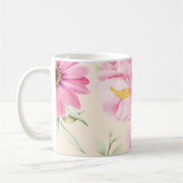 Vintage Style print with pink flowers & Roses Kaffeetasse