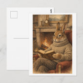 Vintage-Style Rabbit Reading a Book Postkarte (Vorne/Hinten)
