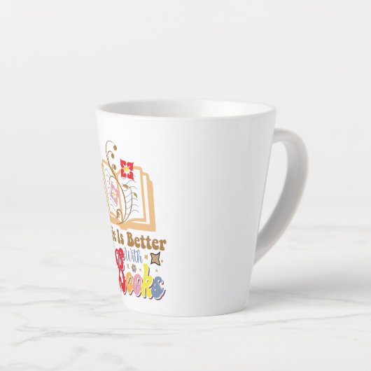 Vintage Style Reading & Library Graphic Milchtasse (Rechte Ecke)
