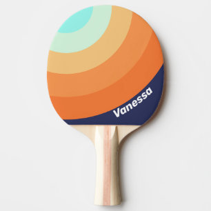 Vintage Style Retro Glatter Kreis Streifen mit Nam Tischtennis Schläger