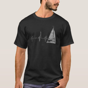 Vintage Style Retro Herzschlag Segeln Segler Gesch T-Shirt
