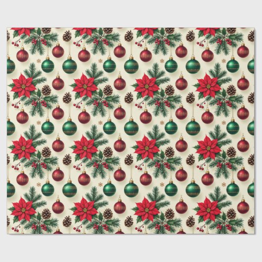 Vintage Style Retro Holiday Gift Wrap Geschenkpapier (Flach)