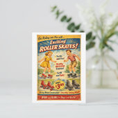 Vintage-Style Roller Skates Advertisement Postkarte (Stehend Vorderseite)