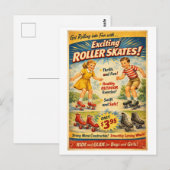 Vintage-Style Roller Skates Advertisement Postkarte (Vorne/Hinten)