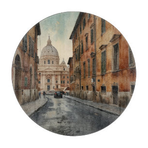 Vintage Style Rom Italienische Reise Wasserfarbe Schneidebrett