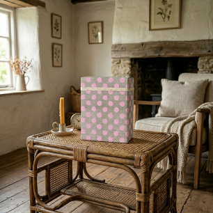 Vintage Style Rosa Tupfen auf Jute Geschenkpapier