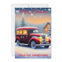 Vintage Style Rotes Auto Frohe Weihnachten