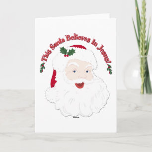 Vintage Style Santa This Santa Believes In Jesus Feiertagskarte