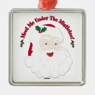Vintage Style Santa Treffen Sie mich unter dem Mis Silbernes Ornament