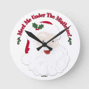 Vintage Style Santa Treffen Sie mich unter der Mis Runde Wanduhr