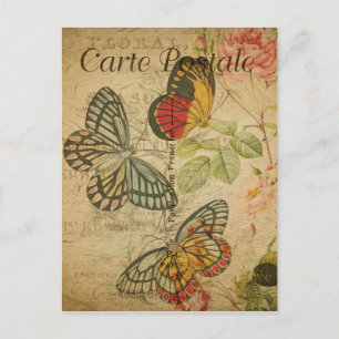 Vintage-Style Schmetterlinge Französische Carte Po Postkarte
