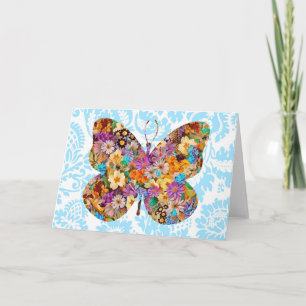 Vintage-Style Schmetterlings-Kunst-Notizkarte Karte