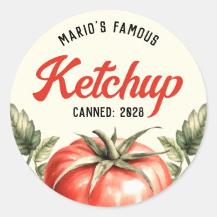 Vintage-Style selbstgemachter Tomaten-Ketchup-Einm Runder Aufkleber