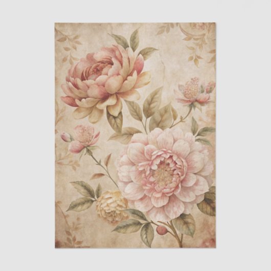 Vintage Style Shades of Pink Peonies Background Seidenpapier (Vorderseite)