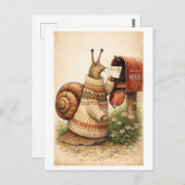 Vintage-Style Snail Mailing Postcard Postkarte (Vorne/Hinten)